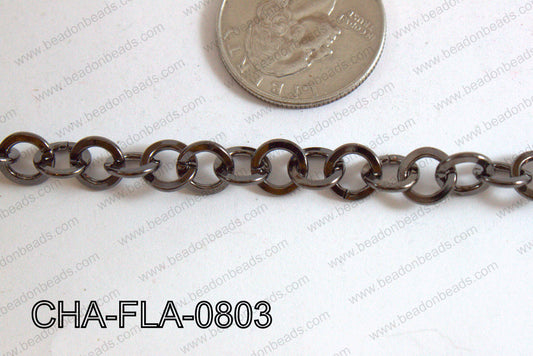 Flat Round Chain Gun Metal 8mm CHA-FLA-0803