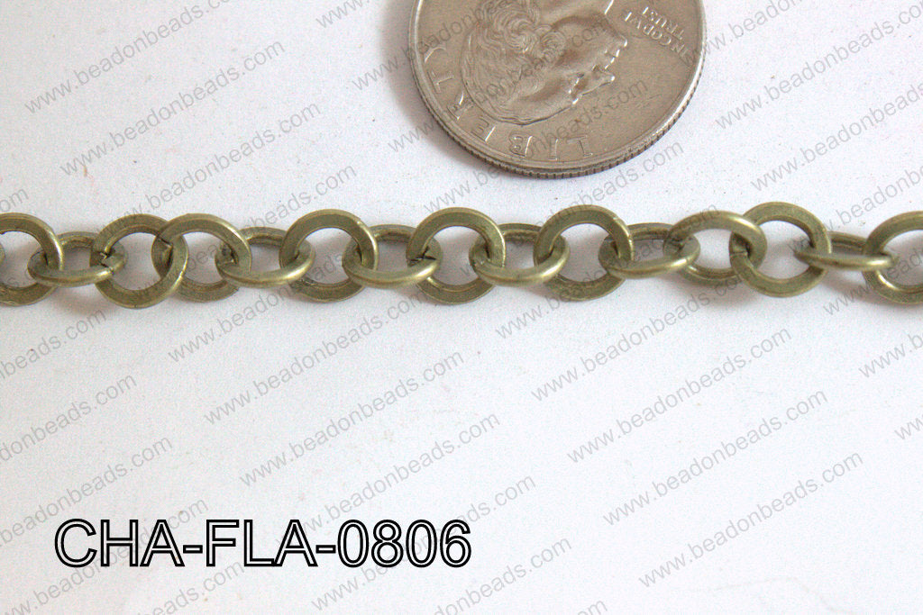 Flat Round Chain Bronze 8mm CHA-FLA-0806