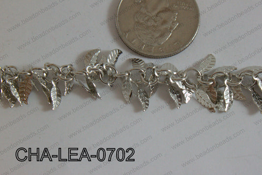 Dangling Decorative Leaf Chain Dark Silver 7mm CHA-LEA-0702