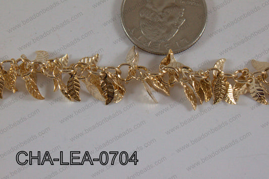 Dangling Decorative Leaf Chain Rose Gold 7mm CHA-LEA-0704