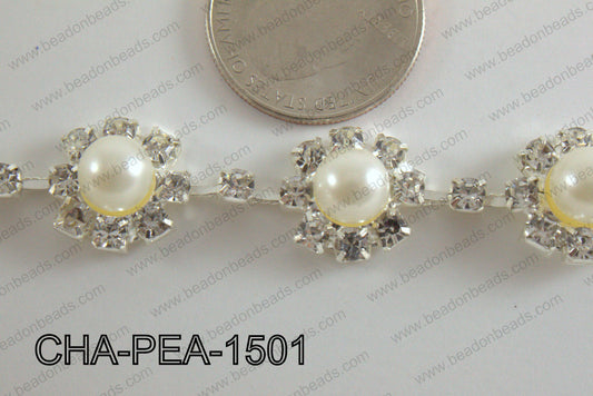 Pearl with Sunflower Chain 15mm CHA-PEA-1501