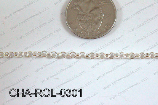 Rolo Chain Light Silver 3mm CHA-ROL-0301