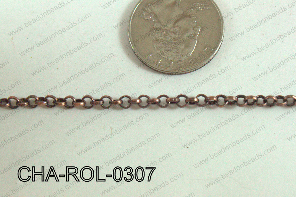 Rolo Chain Antique Copper 3mm CHA-ROL-0307