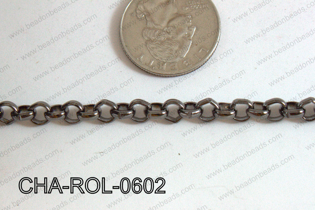 Rolo Chain Gun Metal 6mm CHA-ROL-0602