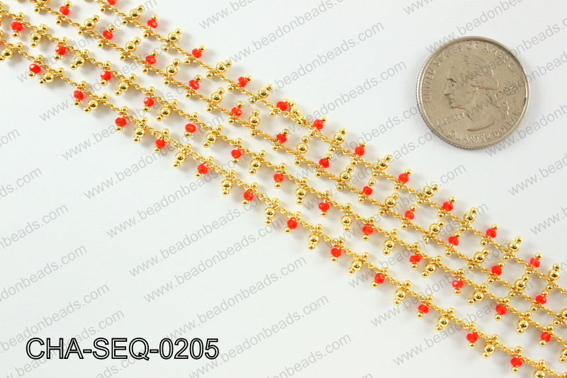 Seed bead dangle chain 2mm CHA-SEQ-0205