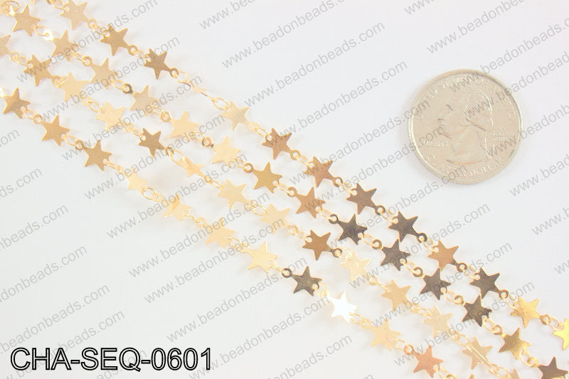 Star sequin chain 6mm, KC gold CHA-SEQ-0601
