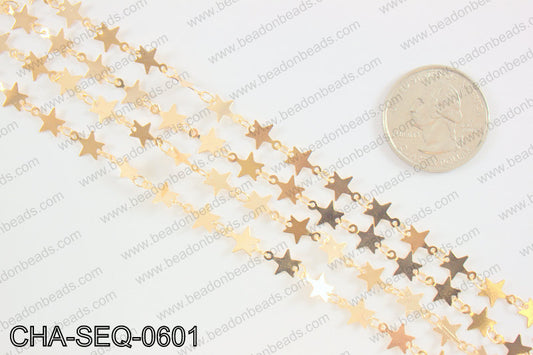 Star sequin chain 6mm, KC gold CHA-SEQ-0601