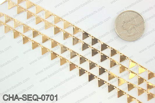 Dangle triangle sequin chain 6x7mm, KC gold CHA-SEQ-0701