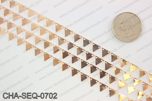 Dangle triangle sequin chain 6x7mm, Rose gold CHA-SEQ-0702