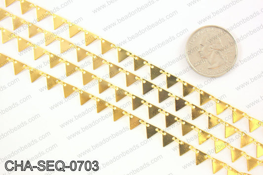Dangle triangle sequin chain 6x7mm, gold CHA-SEQ-0703