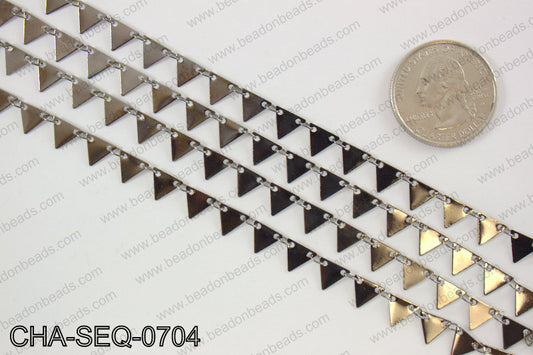 Dangle triangle sequin chain 6x7mm, gunmetal CHA-SEQ-0704