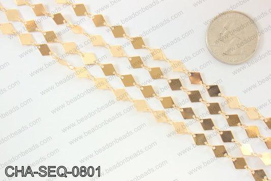 Diamond sequin chain 6x8mm, KC gold CHA-SEQ-0801