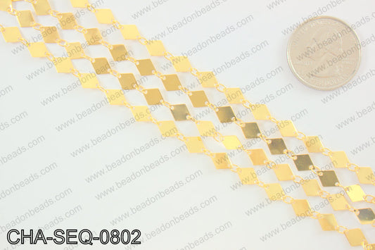 Diamond sequin chain 6x8mm, gold CHA-SEQ-0802