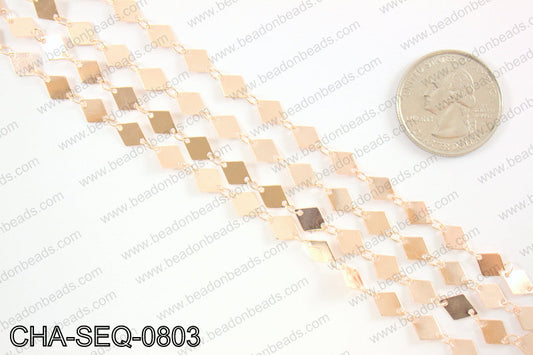 Diamond sequin chain 6x8mm, rose gold CHA-SEQ-0803