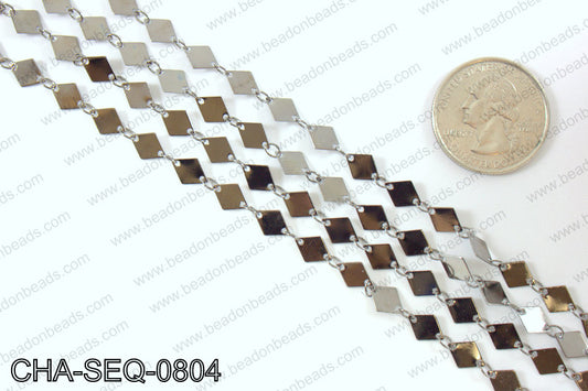 Diamond sequin chain 6x8mm, gunmetal CHA-SEQ-0804