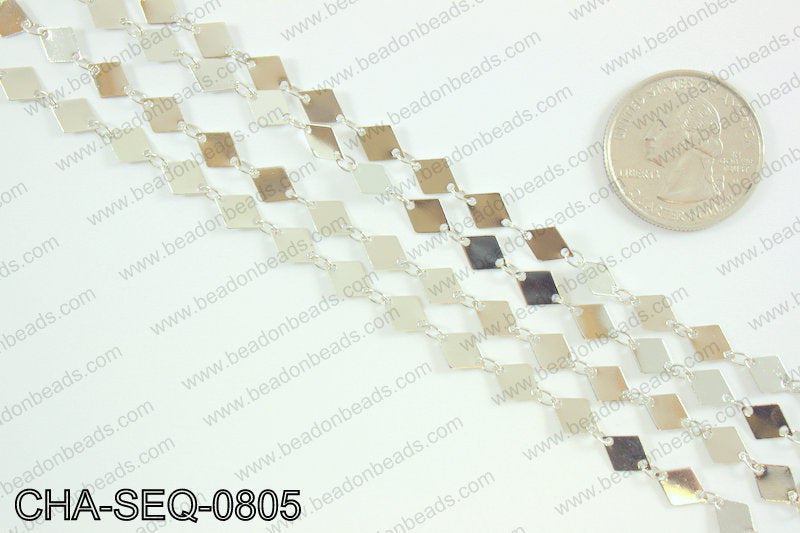 Diamond sequin chain 6x8mm, silver CHA-SEQ-0805