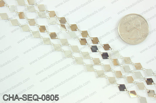 Diamond sequin chain 6x8mm, silver CHA-SEQ-0805