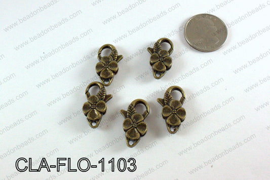 Flower Lobster Clasp, Brass 11x25mm CLA-FLO-1103