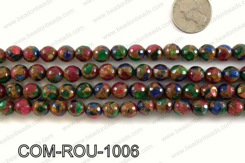 Composite Golden Quartz faceted round 10mm COM-ROU-1006