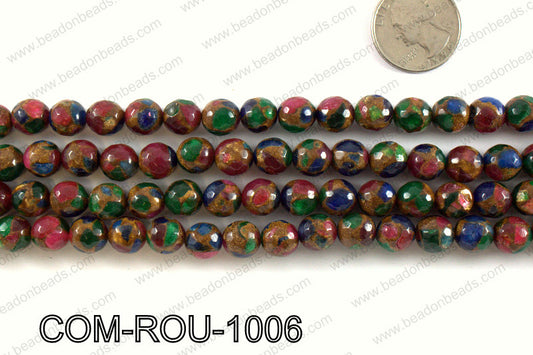 Composite Golden Quartz faceted round 10mm COM-ROU-1006
