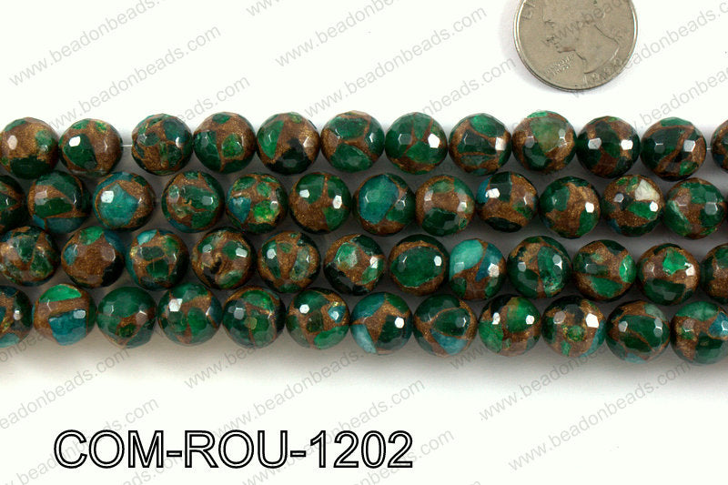 Composite Golden Quartz faceted round 12mm COM-ROU-1202