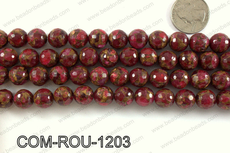 Composite Golden Quartz faceted round 12mm COM-ROU-1203