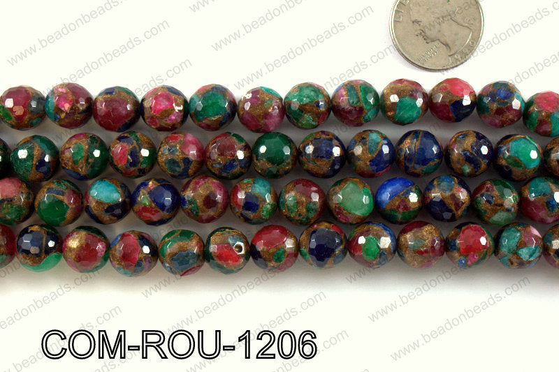 Composite Golden Quartz faceted round 12mm COM-ROU-1206