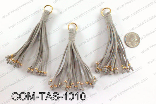 Suede leather tassels 100mm, GreyCOM-TAS-1010