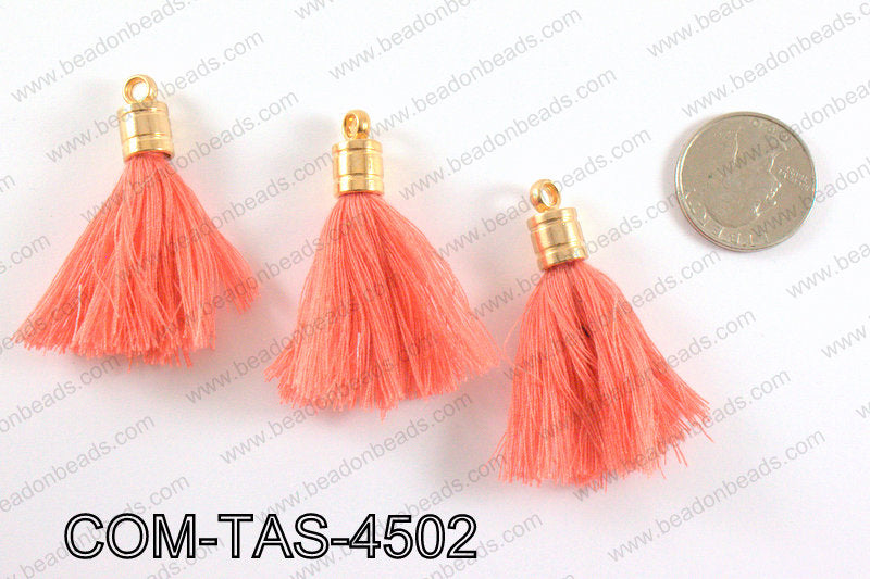 Thread tassels with gold bead cap 45mm, CoralCOM-TAS-4502