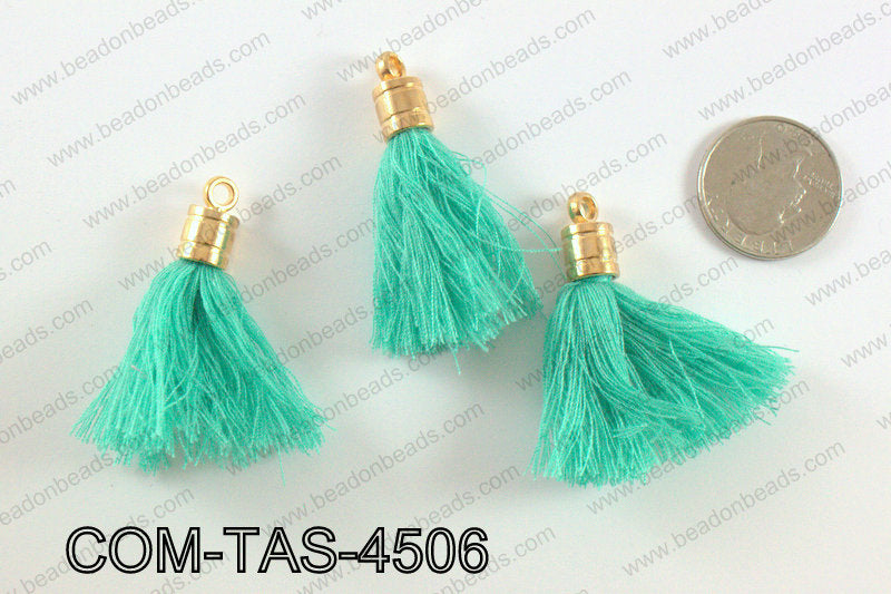 Thread tassels with gold bead cap 45mm, TealCOM-TAS-4506
