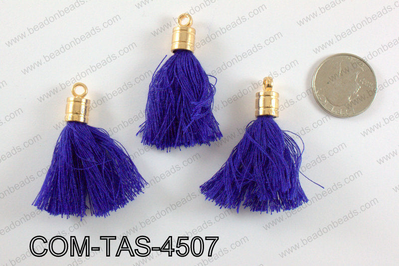 Thread tassels with gold bead cap 45mm, NavyCOM-TAS-4507