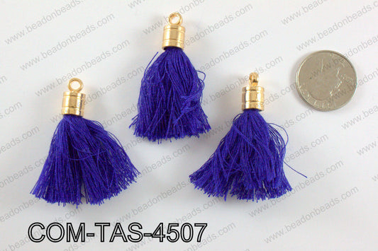 Thread tassels with gold bead cap 45mm, NavyCOM-TAS-4507