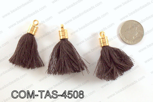 Thread tassels with gold bead cap 45mm, BrownCOM-TAS-4508