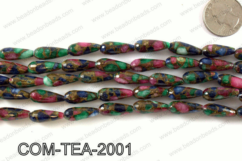 Composite Golden Quartz Faceted Teardrop 8x20mm COM-TEA-2001