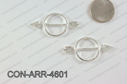 Metal Arrow Connector Silver 23x46mm CON-ARR-4601