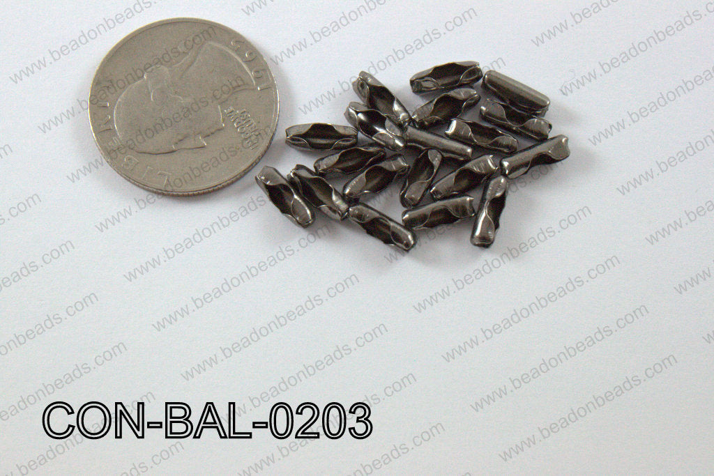 Ball chain connector around 3x8 mm gun metal  CON-BAL-0203