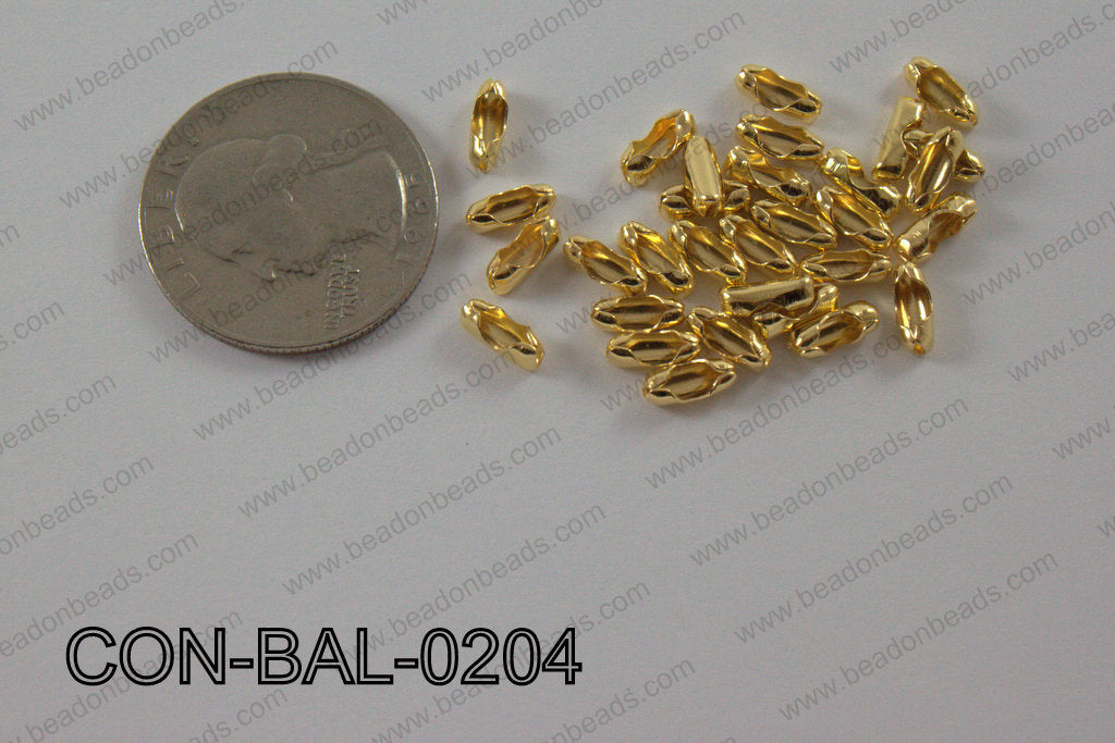 Ball chain connector around 3x8 mm gold  CON-BAL-0204