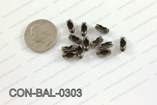 Ball chain connector around 4x10 mm gun metal  CON-BAL-0303