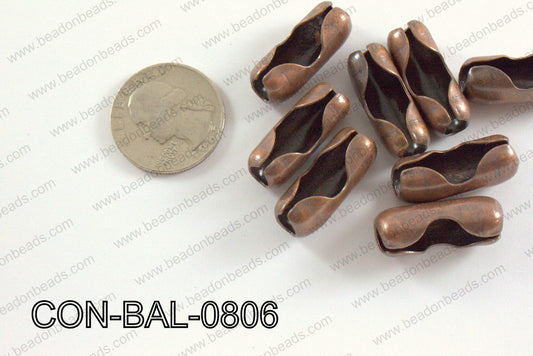 Ball chain connector around 10x24 mm copper  CON-BAL-0806