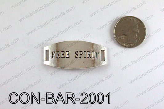Free spirit bar connector 20x45mm, Silver CON-BAR-2001