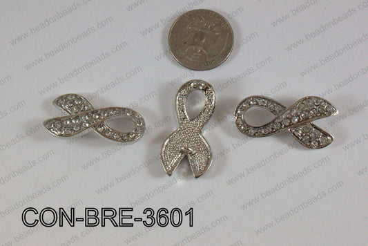 Connector with rhinestones Breast Cancer Clear 18x36mm CON-BRE-3