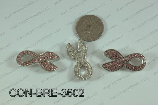 Connector with rhinestones Breast Cancer Pink 18x36mm CON-BRE-36