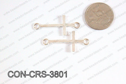 Sideway cross connector cross Silver 17x38mm CON-CRS-3801