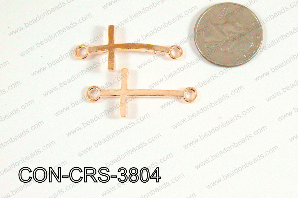 Sideway cross connector cross Rosegold 17x38mm CON-CRS-3804