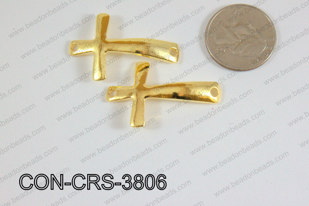 Sideway cross connector cross gold 24x38mm CON-CRS-3806