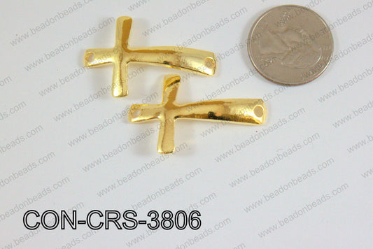 Sideway cross connector cross gold 24x38mm CON-CRS-3806