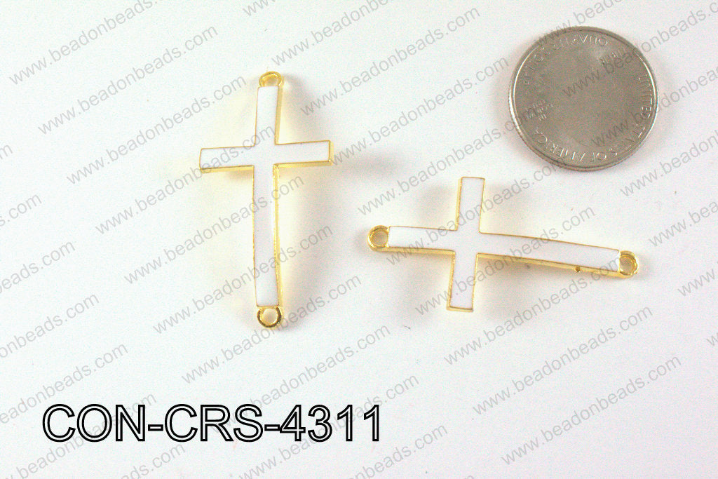 Metal Gold Cross Connector White 43X23mm CON-CRS-4311