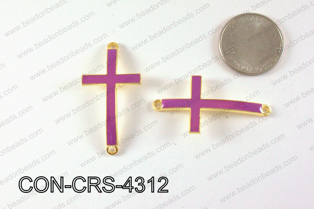 Metal Gold Cross Connector Purple 43X23mm CON-CRS-4312