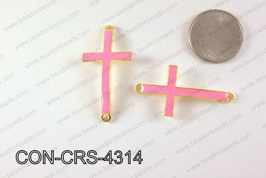 Metal Gold Cross Connector Light Pink 43X23mm CON-CRS-4314