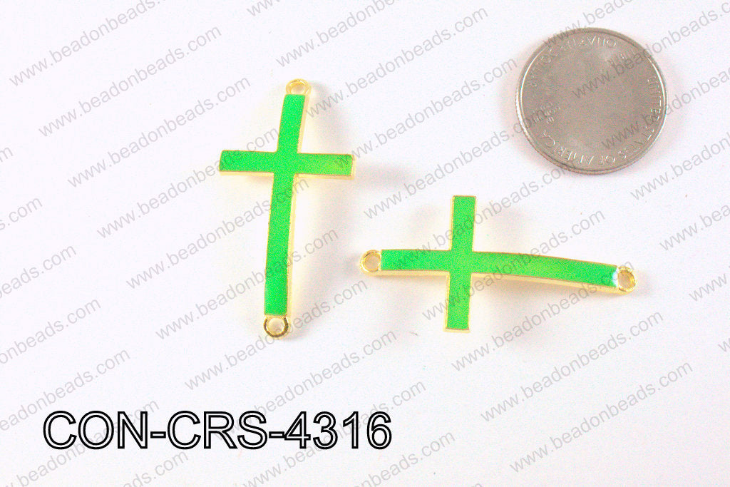 Metal Gold Cross Connector Green 43X23mm CON-CRS-4316